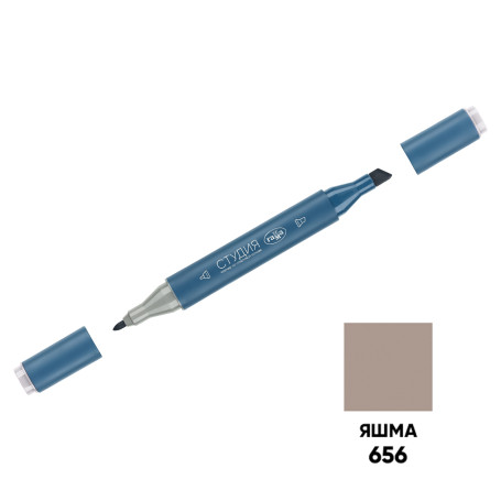 Double-sided marker for sketching Gamma "Studio", jasper, triangular body, bullet-shaped / wedge-shaped. tips