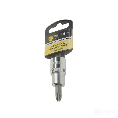 Насадка-вставка с битой Phillips PH4 ER-94502H 1/2 22мм L=60мм (с держателем) ЭВРИКА /1/20
