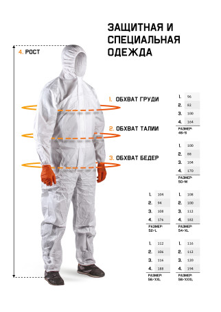 Комбинезон малярный многоразовый Jeta Safety JPC75g, размер L, серый, - 1 шт.