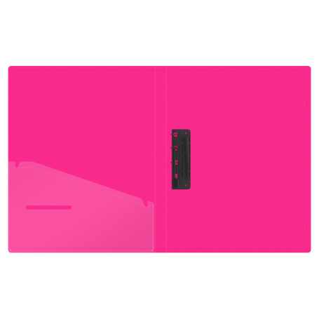 Папка c зажимом Berlingo "Neon", 17 мм, 1000 мкм, розовый неон, D-кольца, с внутр. карманом