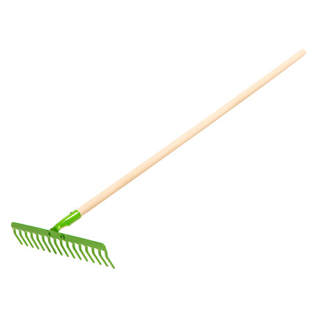 Universal garden rake, 16 teeth, wooden handle