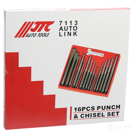 Набор зубил и выколоток 16 предметов в кейсе JTC