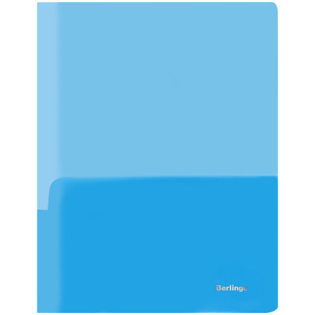Папка-уголок Berlingo, А4, 180 мкм, 2 внутренних кармана, прозрачная синяя