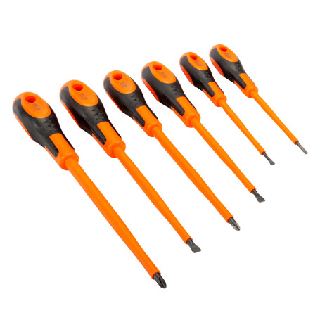 Set of insulated slotted/Phillips screwdrivers, 6 pcs