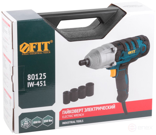 Electric wrench 450 W; 3600 rpm; 5000 rpm; 350 Nm; BS brushes; res. incl.; 2 kg; box