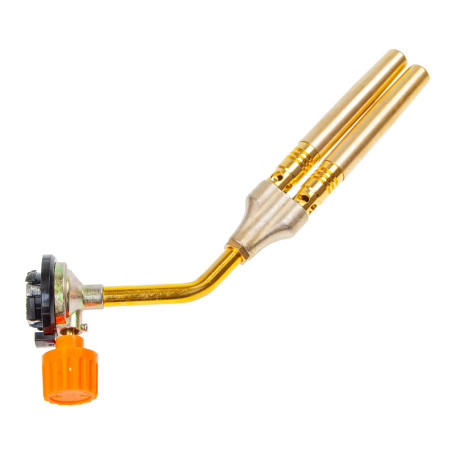 Горелка ER-17903 газовая под цанговый баллон без пьезоподжига с двойным соплом (t-1300гр., угол поворота сопла 360гр. ), в блистере ЭВРИКА /1/100