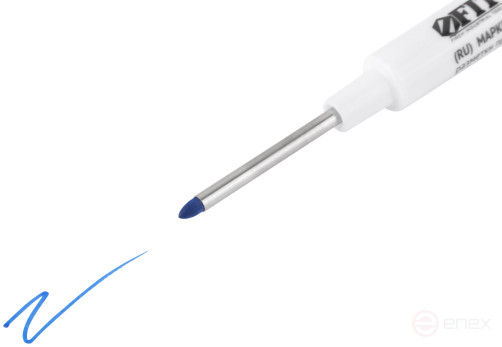 Маркер строительный перманентный, тонкий, удлиненное перо, синий