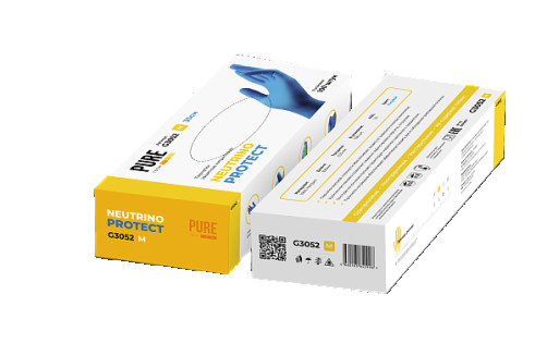 Puretech® Neutrino Protect Перчатки нитриловые c текстур.пальцами 30 см, L, голубые, 50пар/упак G3053