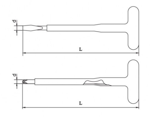T-shaped flat screwdriver 1.0x6.5 to 1000V
