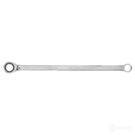 Double cap wrench with ratchet mechanism, long, 22 mm