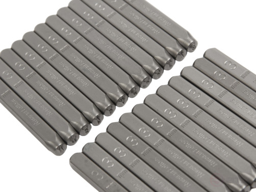 The stamps are letter Cyrillic letters of 3mm (HRC 60+-2 degrees. DIN 1451) JTC