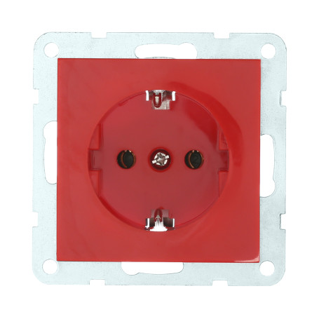 Socket with a/c, without blinds (red) LK60