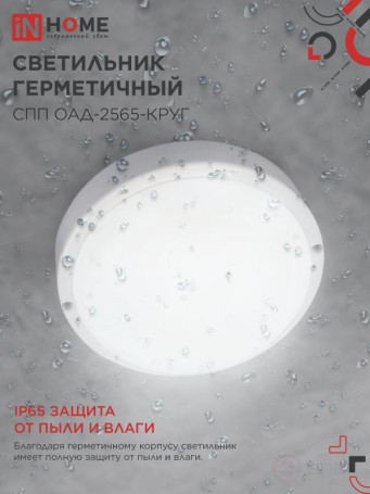 LED Sealed Lamp SPP OAD-2565-KRUG 25W 6500K 2250Lm with optical acoustic sensor IP65 175mm IN HOME