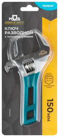 Ключ разводной с тонкими губками, пластиковая накладка на ручку, 150 мм (36 мм )