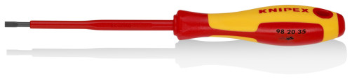 Отвертка SL3.5x0.6 шлицевая VDE, длина лезвия 100 мм, L-202 мм, диэлектрическая, 2-компонентная рукоятка