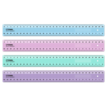 Ruler 30cm STAMM, plastic, 2 scales, opaque, pastel colors, assorted, European weight