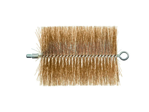 IBZG boiler brush, 275*200 mm, diameter 100 mm, latuned corrugated wire STM 0.30 mm, loop on one side, M10 fitting on the other side