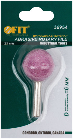 Abrasive ball (for metal), shank 6 mm, sphere 25 mm