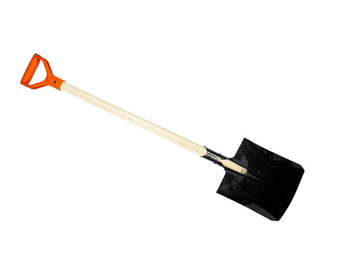 Shovel shovel (American) on a wooden handle and plastic handle