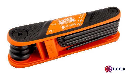 Набор складных Г-образных ключей TORX с двухкомпонентной ручкой T9 - T40, 8 шт