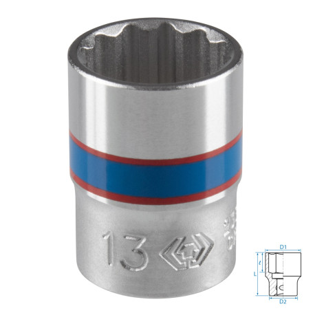Головка торцевая стандартная двенадцатигранная 1/4", 13 мм KING TONY 233013M