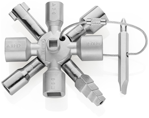 KNIPEX TwinKey® ключ крестовой 8-лучевой для стандартных шкафов и систем запирания, L-92 мм