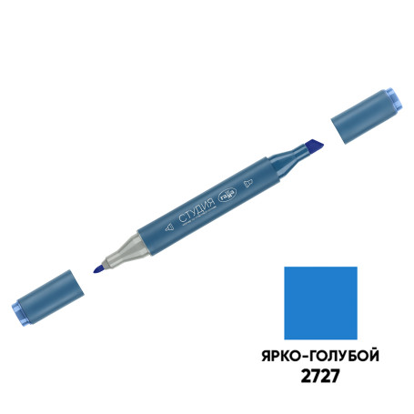 Double-sided marker for sketching Gamma "Studio", bright blue, triangular body, bullet-shaped / wedge-shaped. tips