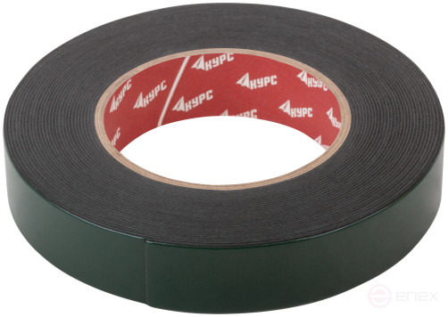 Лента монтажная клейкая на вспененной основе, черная 25 мм х 10 м