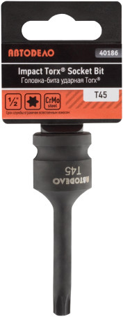 Головка торцевая ударная Т45 (DR1/2"; L-78мм) внешний Torx (АвтоDело) 40186