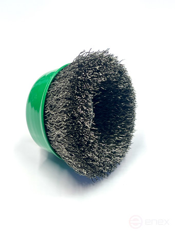 Corrugated cup brush, D125 mm, M14 fit, stainless steel corrugated wire ROF 0.35 mm