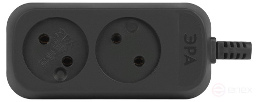 ERA KX-2-B block 2 sockets without grounding black