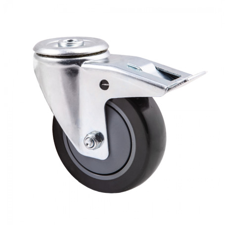 Wheel meb. d100 h130 for screw M12 with cut.rim with torm., grey/black AKS