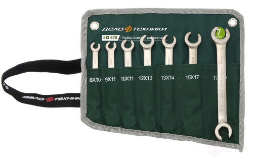 Набор ключей разрезных 7 шт. (8×10; 9×11; 10×11; 12×13; 13×14; 15×17; 17×19 мм) планшет тетроновый
