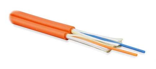 FO-D2-IN-50-2- LSZH-OR Fiber optic cable 50/125 (OM2) multimode, 2 fibers, duplex, zip-cord, dense buffer coating (tight buffer) 2.0 mm, for internal laying, LSZH, ng(A)-HF, -40°C – +70°C, orange