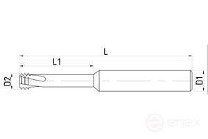 Threaded milling cutter (ISO), 3 turns, MMIG-3U series, M4x0.7 mm, thread length 3D-4D