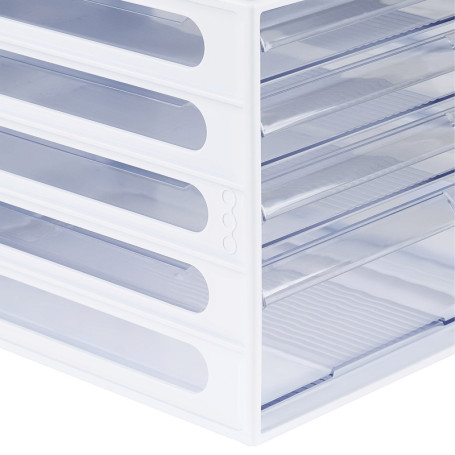 Block of 4 extendable STAMM trays, white body, transparent trays
