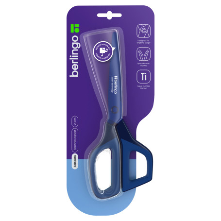 Berlingo "Technic Expert" scissors, 21 cm, blue, titanium coated blades, ergonomic handles, soft inserts, European suspension