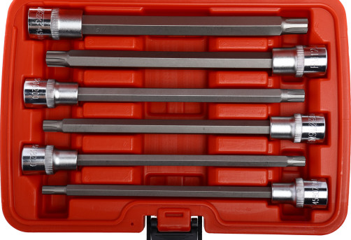 Набор головок торцевых и насадок 1/2" 6-ти гранных T40-T70 удлиненные 6 предметов в кейсе JTC