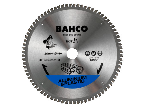 Aluminum and plastic saw blade (250x30 mm, Z=80, trapezoidal tooth)