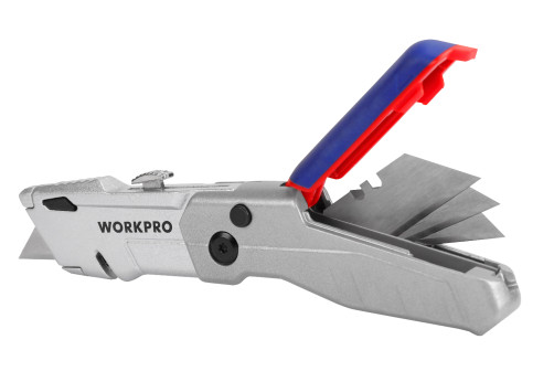Universal Folding Retractable Aluminum Knife with Interchangeable Blades WP211011 WORKPRO