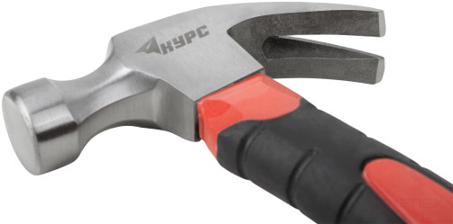 Молоток-гвоздодер укороченный, фиберглассовая обрезиненная ручка, 25 мм, 225 гр.