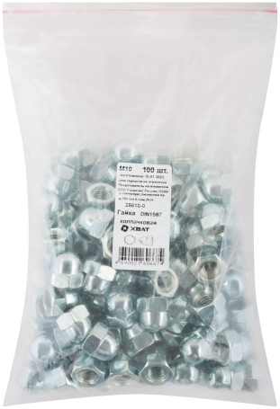 Гайка колпачковая М10 100 шт DIN1587 фасовка