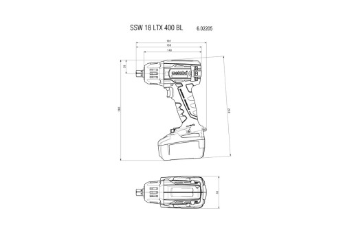 Аккумуляторный ударный гайковерт SSW 18 LTX 400 BL, 602205800