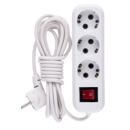 Household extension cord, uHz-10-310 series, with grounding, 10 m, 3 sockets, 10 A Denzel