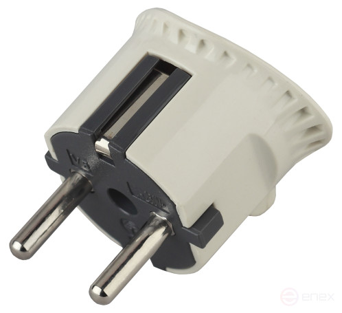 Вилка ЭРА V5 плоская c заземлением 16A прямой ввод белая