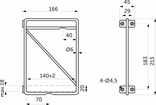Shelf holder meth. KOMBO 166*213 black AKS