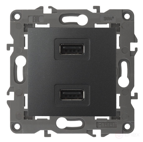 14-4110-05 ЭРА Устройство зарядное USB, 230В/5В-2100мА, IP20, Эра Elegance, антрацит