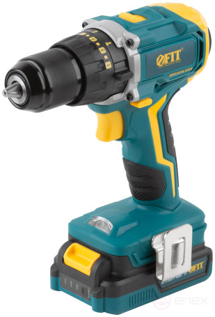 Acc power drill. 20 V; 0-400/1400 rpm; 50 Nm; 2 (Li-Ion) 2.0 Ah; 1.5 h.; brushless; cut. tilt; case