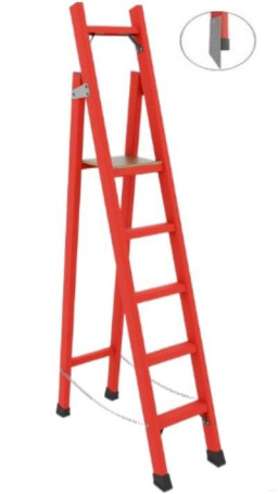 CCC-2.5M dielectric stepladder with symmetrical support, metal ends (Soft ground), h=2500mm, h of the working platform=1600mm, steps.5