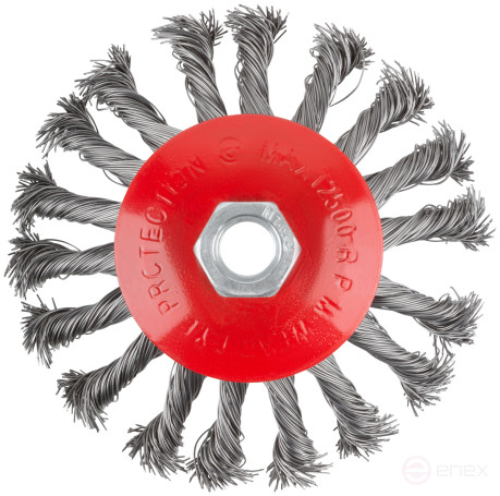Корщетка-колесо с наклоном, гайка М14, стальная витая проволока 115 мм
